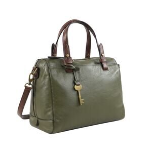 FOSSIL Cow Leather Rachel  Satchel Bag Olive Green Timeless Classic Office Retro
